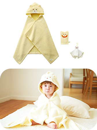 Soft gentle gauze bath towel for babies. MIKI HOUSE s craftsmanship MIKI HOUSE 50th Anniversary Site